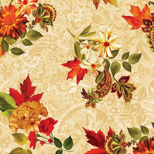 Harvest Beauty Autumn Bouquets Cream Kanvas Studio Benartex Cotton Fabric BE-15273-07