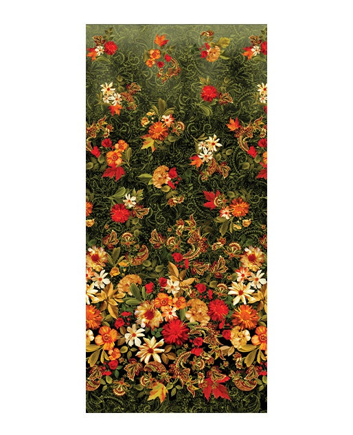 Harvest Beauty Border Green Kanvas Studio Benartex Cotton Fabric BE-15267-44