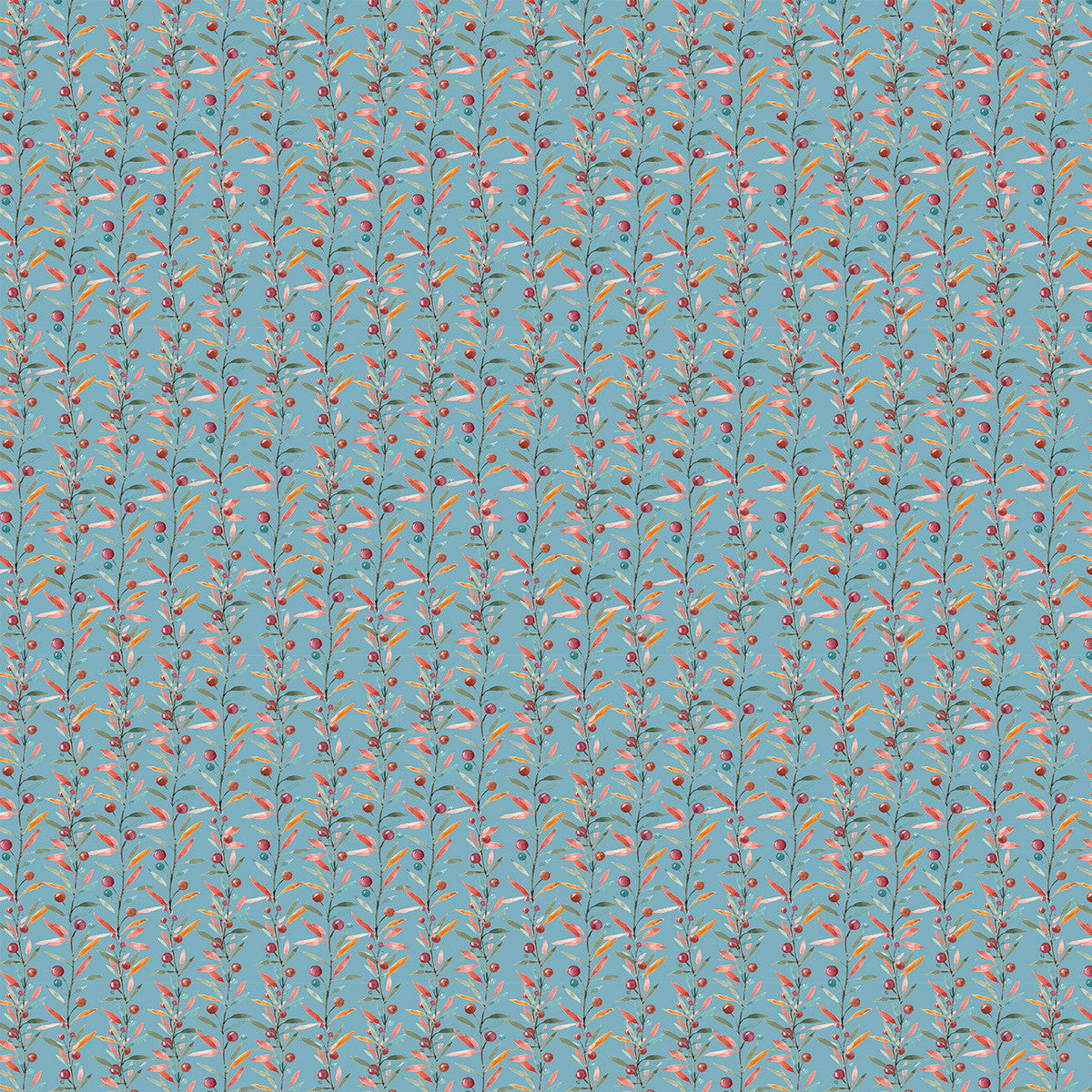 Harvest Home Berry Branches Blue Livi & Finn 3 Wishes Cotton Fabric 3W-24565-BLU