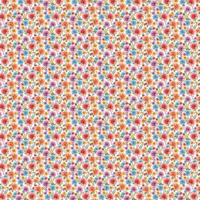 Harvest Home Fall Blossom Mix White Livi & Finn 3 Wishes Cotton Fabric 3W-24568-WHT | US Fabric Shop