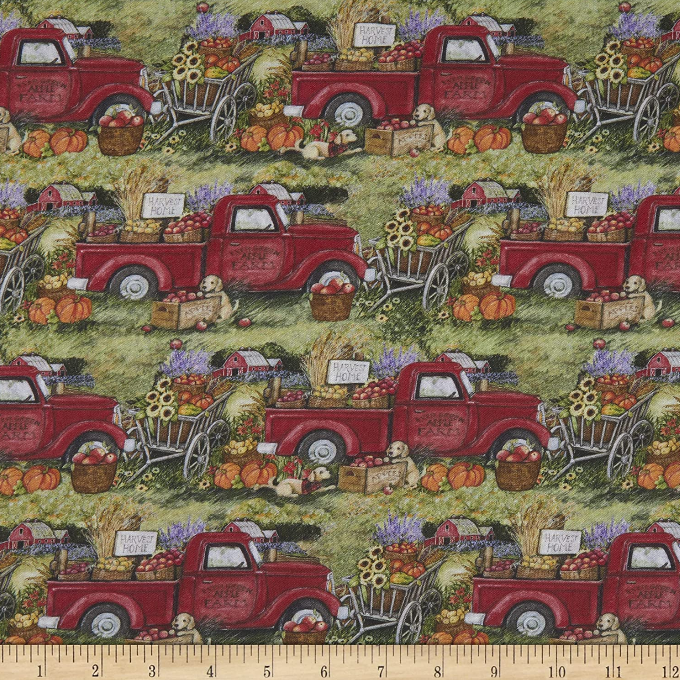 (SOLD PER BOLT) Harvest Truck Pumpkins 2022 Springs Creative Cotton Fabric SC-77523-FB