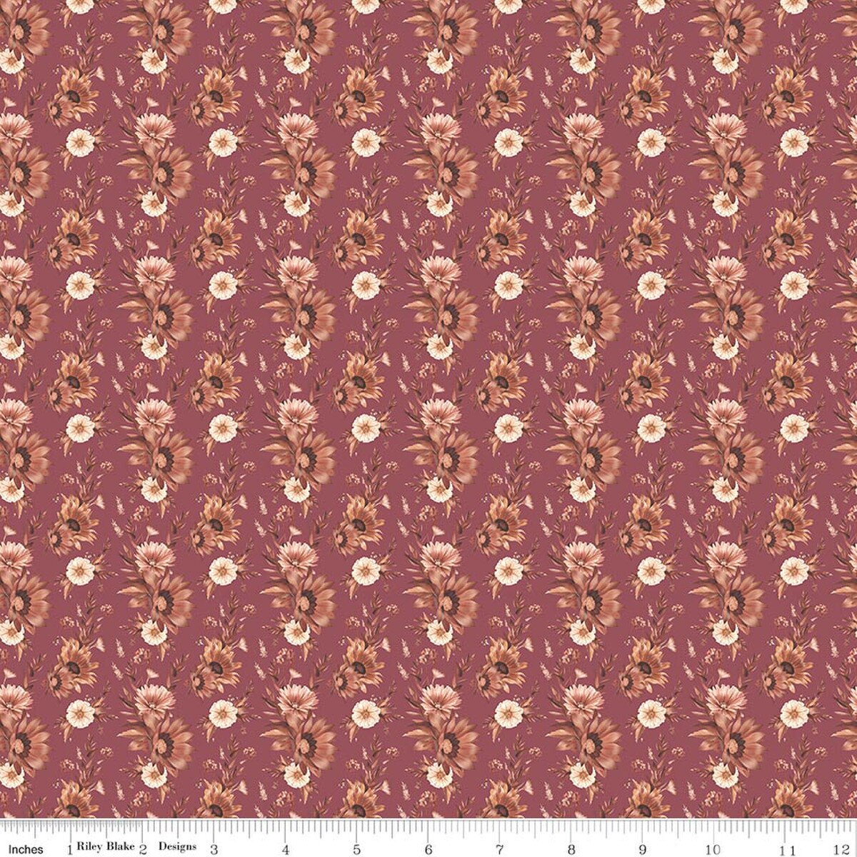 Harvest on the Prairie Floral Wine Dark Pink Modern Prairie Riley Blake Cotton Fabric RB-C18282-WINE