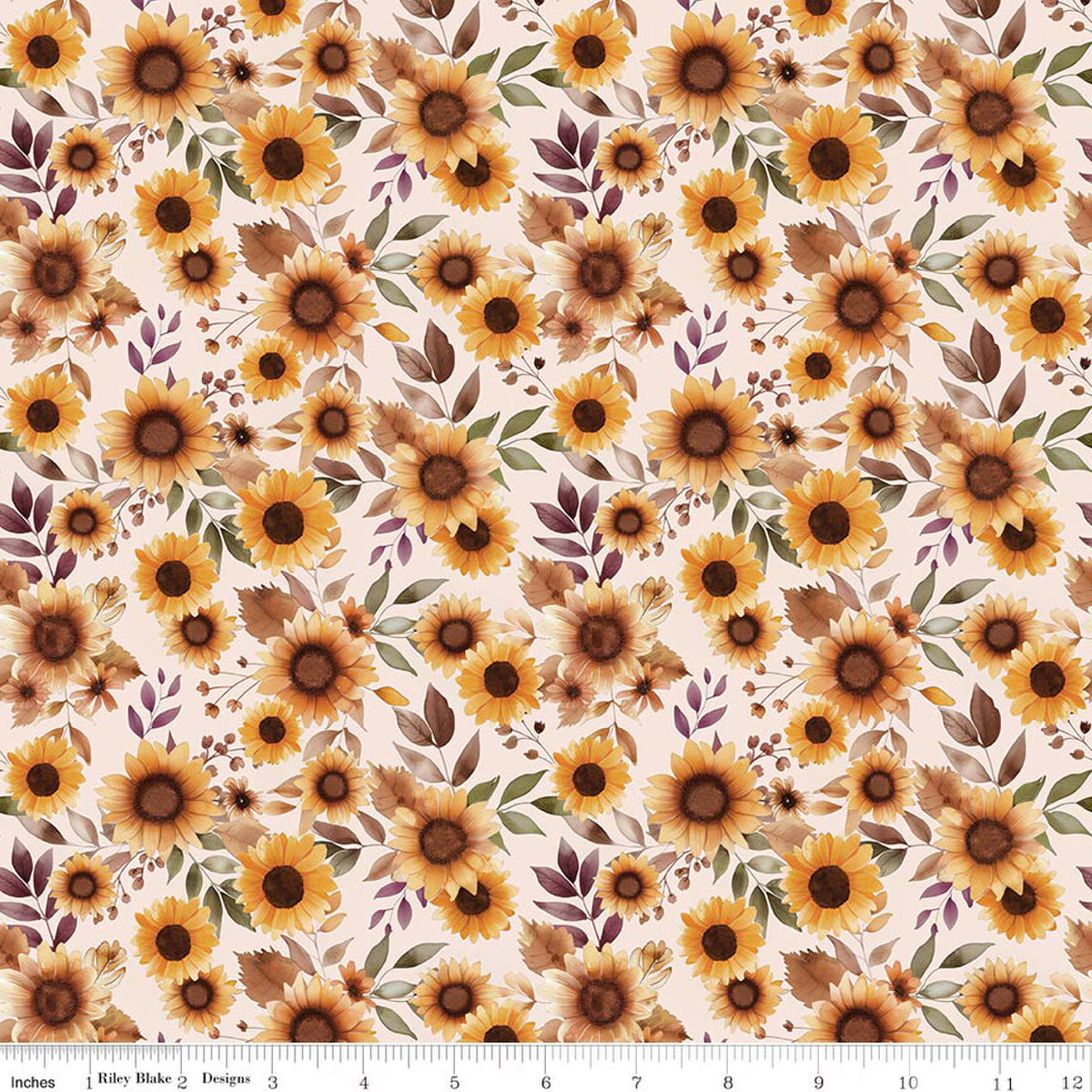 Harvest on the Prairie Sunflowers Latte Ivory Modern Prairie Riley Blake Cotton Fabric RB-C18280-LATTE