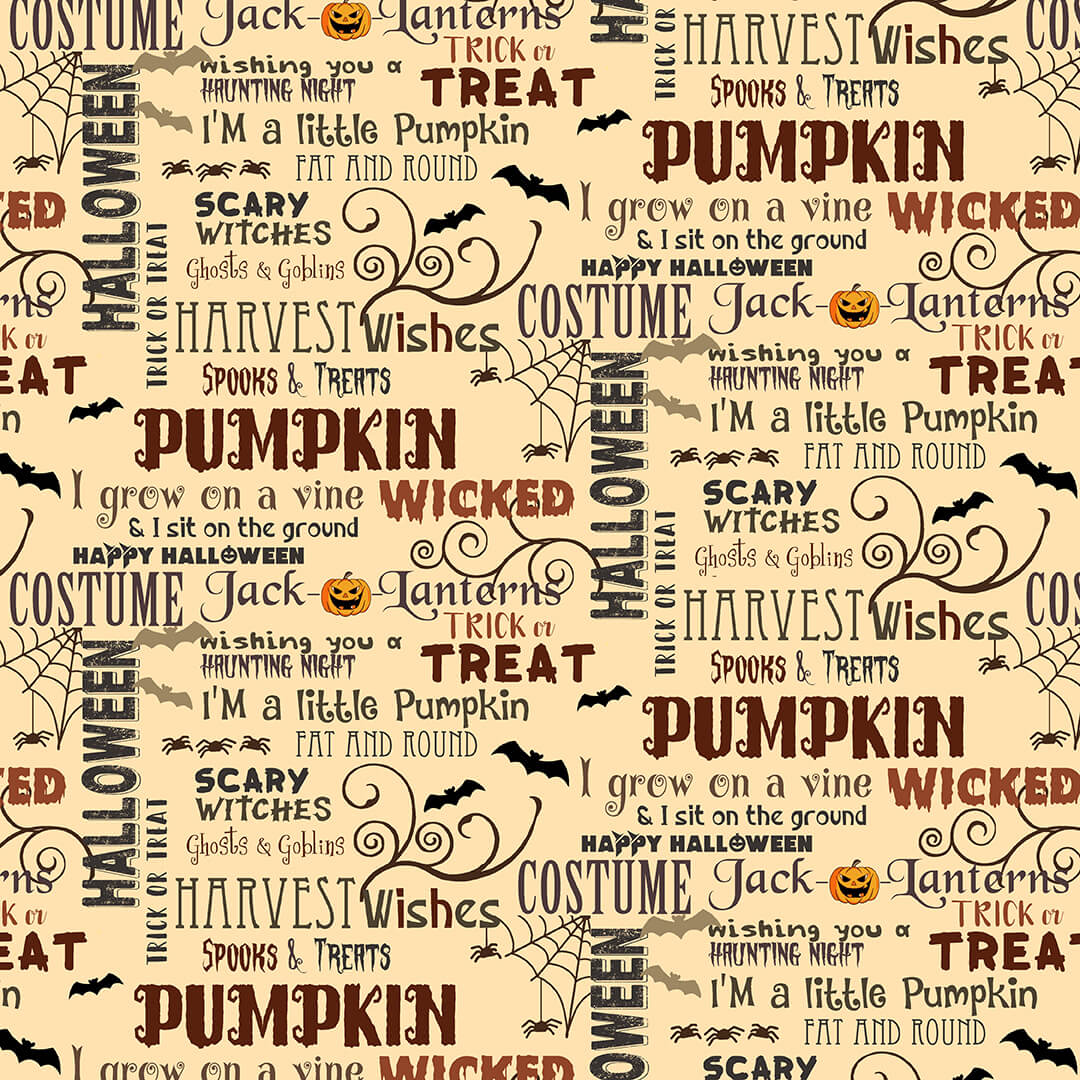 Haunted Village Haunted Words Cream Color Principle Henry Glass Cotton Fabric HG 2801-33