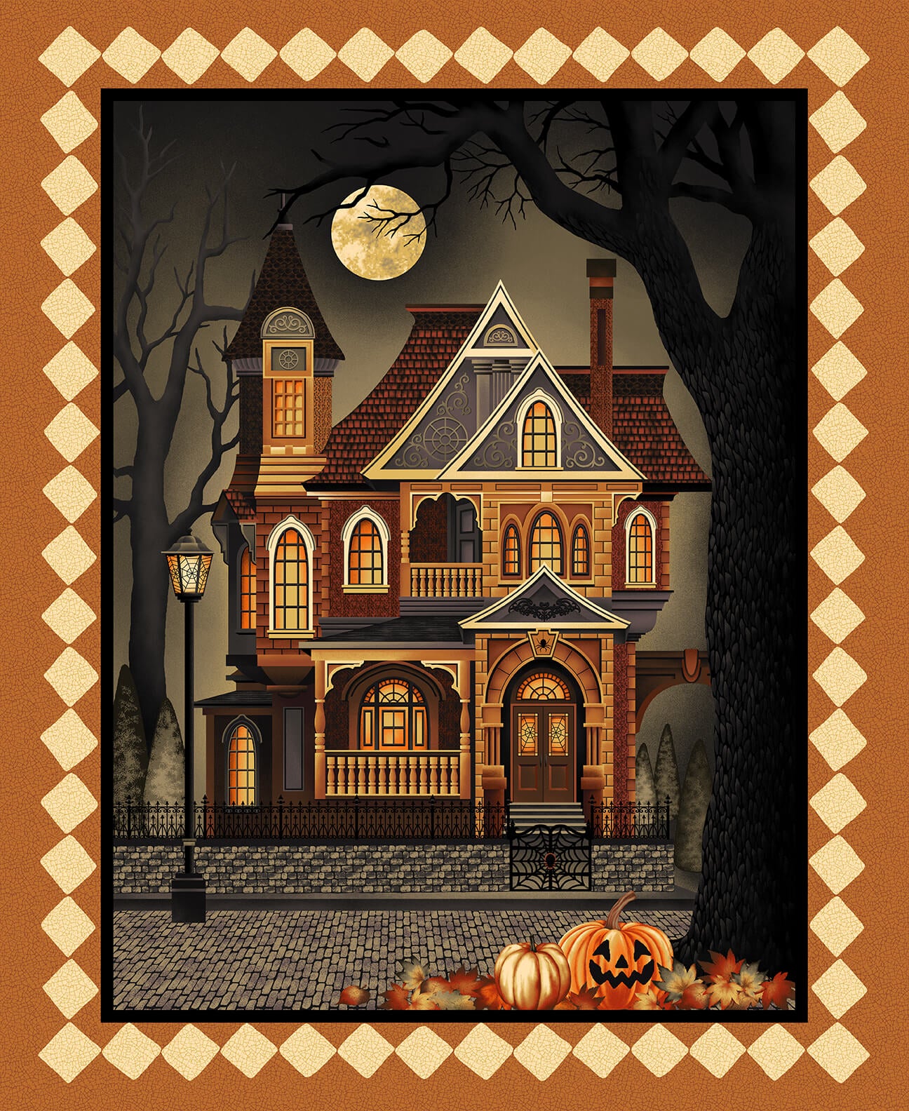 Haunted Village Panel 36" Color Principle Henry Glass Cotton Fabric