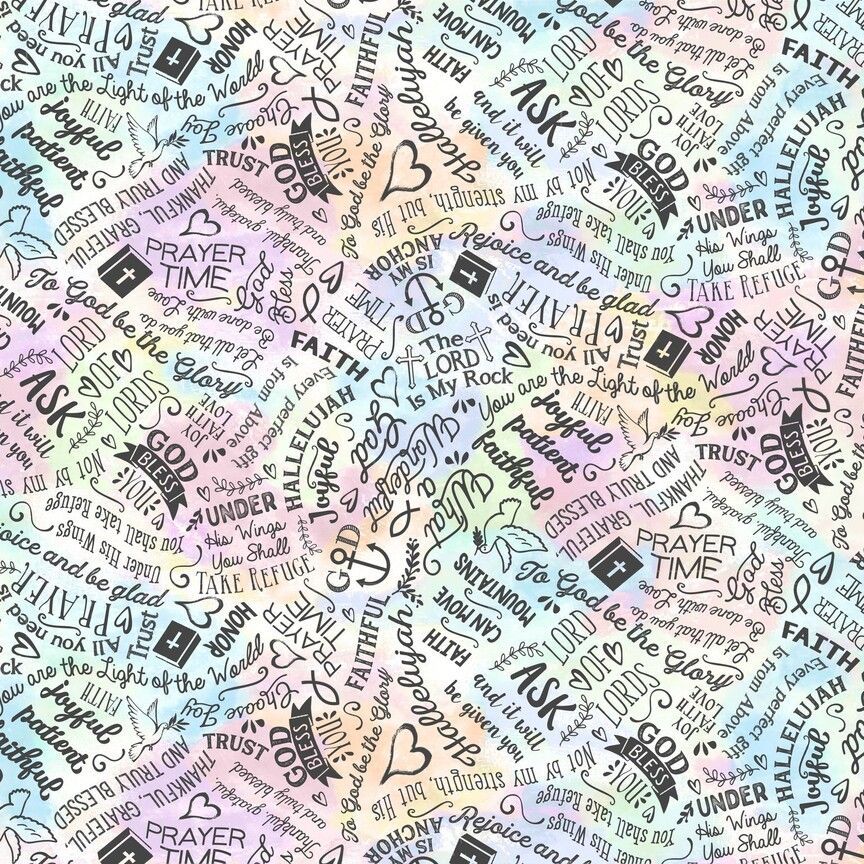 Have Faith Faith Words Pastel Gail Cadden Timeless Treasures Cotton Fabric TT-GAIL-CD2738-PASTEL