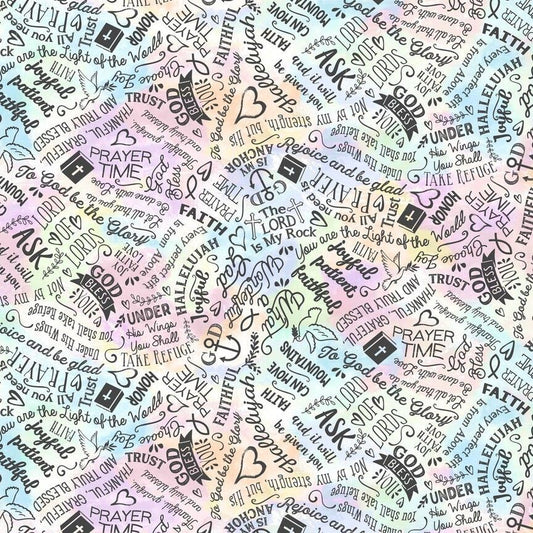 Have Faith Faith Words Pastel Gail Cadden Timeless Treasures Cotton Fabric TT-GAIL-CD2738-PASTEL