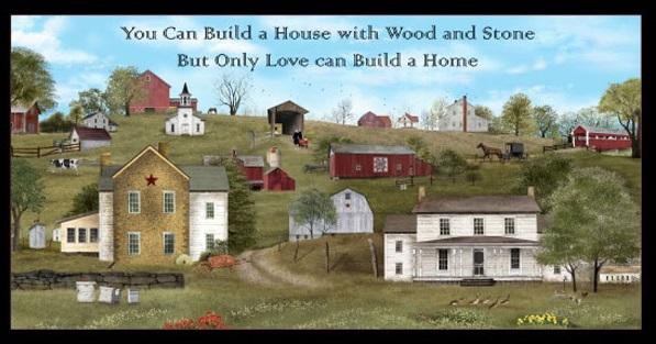 Headin' Home Countryside Panel 24" Blue Billy Jacobs Elizabeth's Studio Cotton Fabric