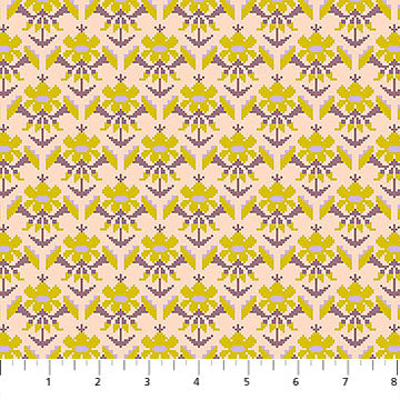 Heiress Posey Attic Mustard Purple Anna Maria Textiles Northcott Cotton Fabric NC-AMT1013-52V