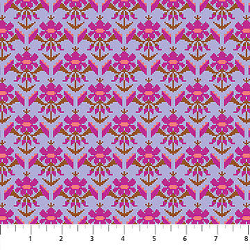 Heiress Posey Glow Blue Purple Pink Anna Maria Textiles Northcott Cotton Fabric NC-AMT1013-63L