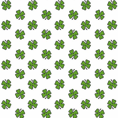 Hello Lucky Four Leaf Clover White Green Andrea Tacheira Henry Glass Cotton Fabric