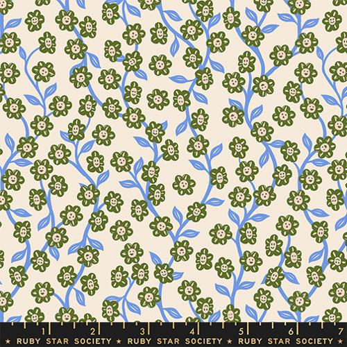 Hello Alice Chatty Garden Florals Children Shell Natural Sarah Watts Ruby Star Society Moda Cotton Fabric MD-RS2128-11