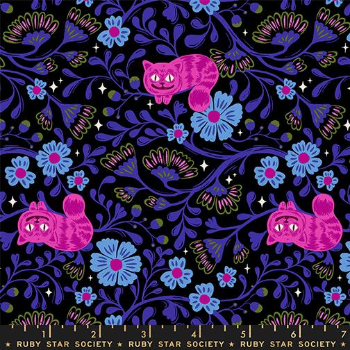 Hello Alice Cheshire Cats Children Black Sarah Watts Ruby Star Society Moda Cotton Fabric MD-RS2123-14
