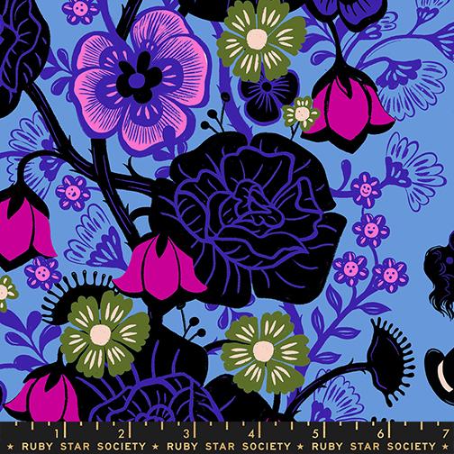 Hello Alice Rabbit Hole Damask Floral Lindley Blue Sarah Watts Ruby Star Society Moda Cotton Fabric MD-RS2121-14