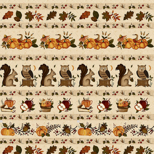 Hello Fall Border Stripe Color Principle Henry Glass Cotton Fabric