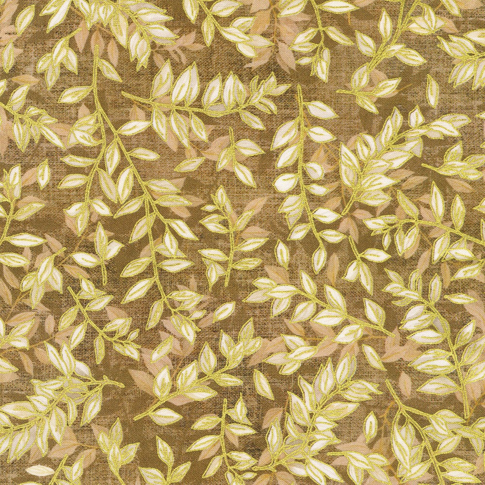 Hello Fall Foliage Cider Brown Lynnea Washburn Robert Kaufman Cotton Fabric RK-AWHDM-23919-164