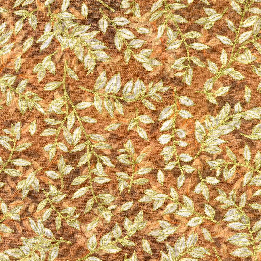 Hello Fall Foliage Spice Orange Brown Lynnea Washburn Robert Kaufman Cotton Fabric RK-AWHDM-23919-163