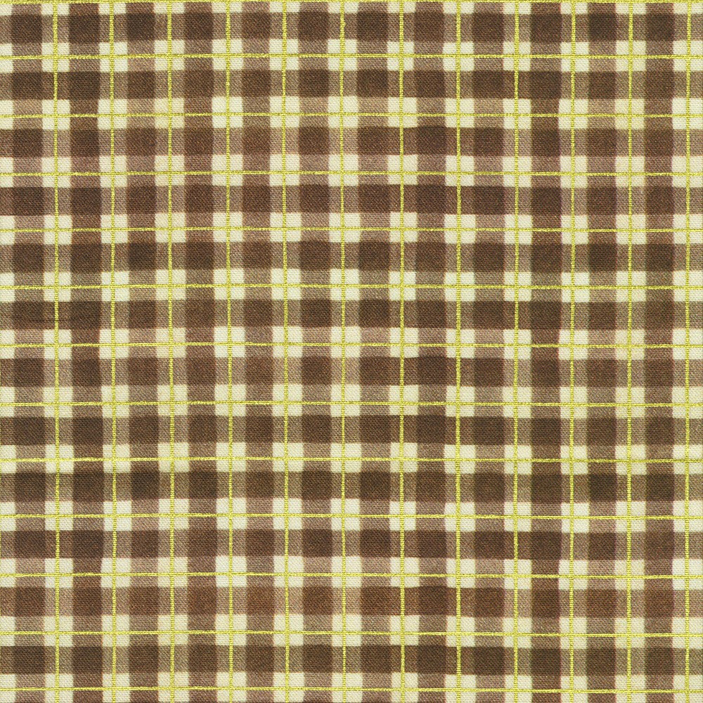 Hello Fall Plaid Chestnut Brown Gold Metallic Lynnea Washburn Robert Kaufman Cotton Fabric RK-AWHDM-23920-342