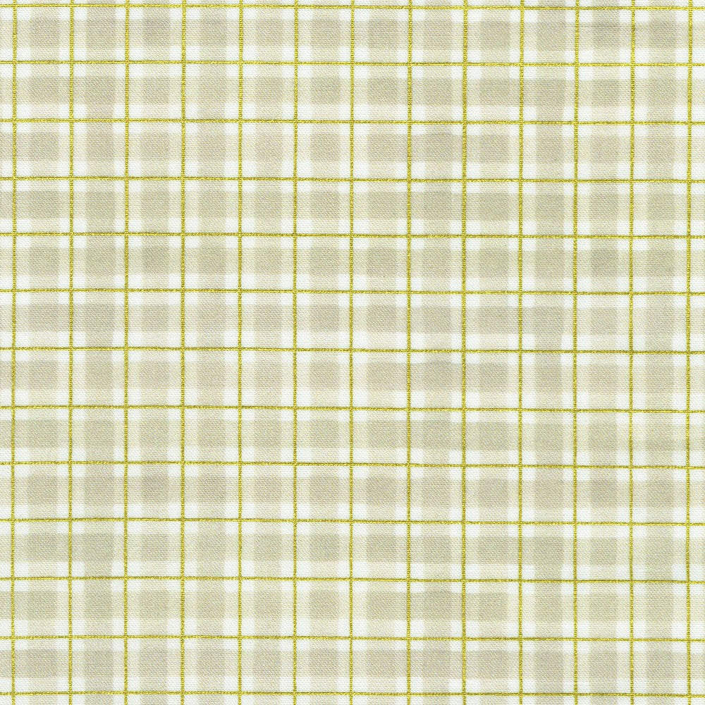 Hello Fall Plaid Denim Cream Gold Metallic Lynnea Washburn Robert Kaufman Cotton Fabric RK-AWHDM-23920-352
