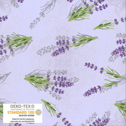 Herbs and Flowers Lavender Purple Stof Blank Quilting Cotton Fabric