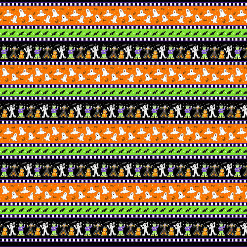 Here We Glow Halloween Border Stripe Delphine Cubitt Henry Glass Cotton Fabric | US Fabric Shop
