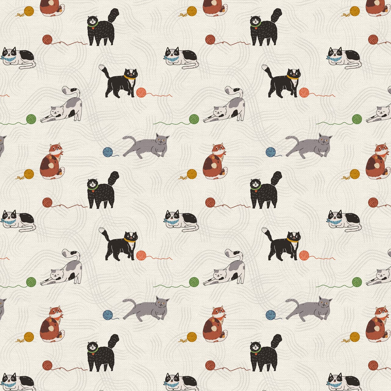 Here Kitty, Kitty Playtime White Cream Paintbrush Studio Cotton Fabric PBS-120-24969 | US Fabric Shop