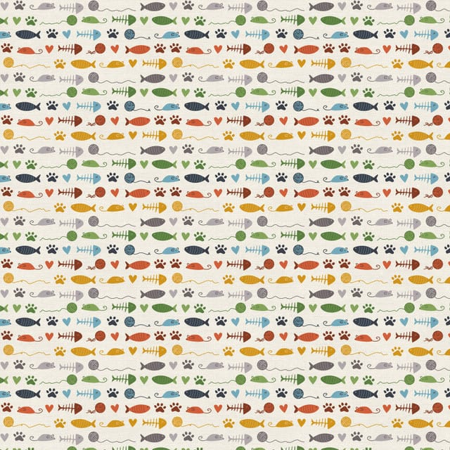 Here Kitty, Kitty Toy Stripe White Cream Paintbrush Studio Cotton Fabric PBS-120-24971 | US Fabric Shop