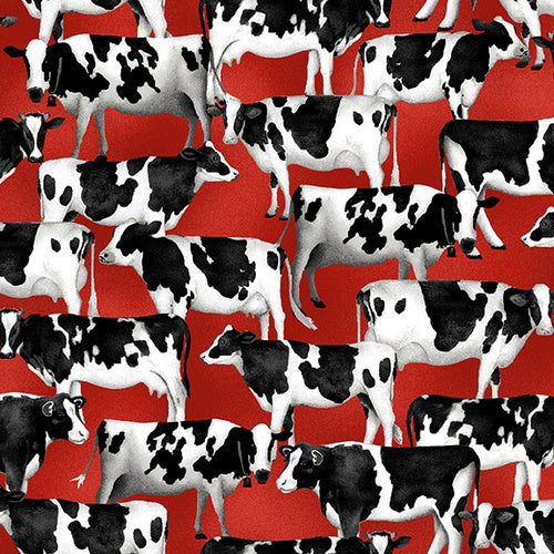 Heritage USA Cows Red Grace Popp Studio E Cotton Fabric