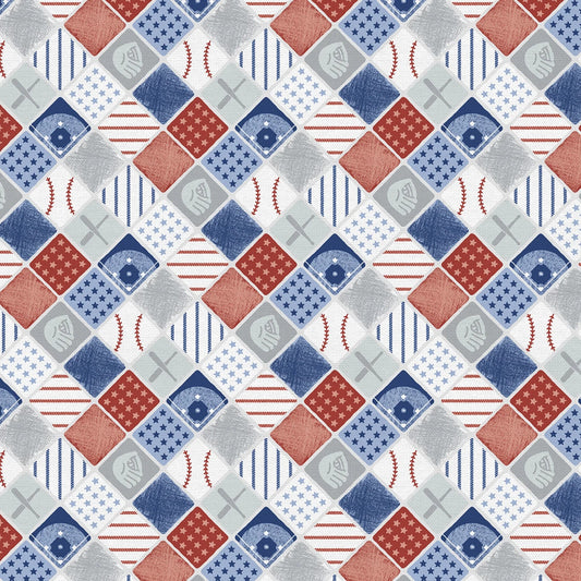 Hey, Batter Batter Baseball Diamonds Multi Paintbrush Studio Cotton Fabric PBS-120-25384