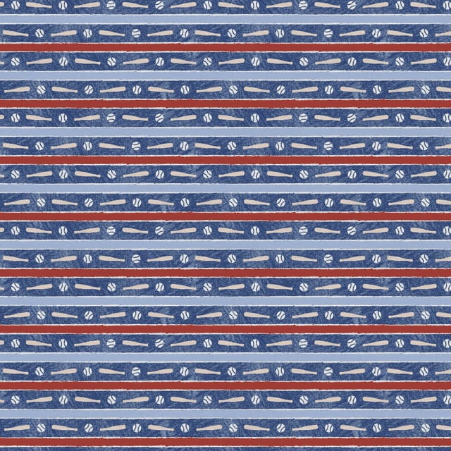 Hey, Batter Batter Bat Stripe Blue Paintbrush Studio Cotton Fabric PBS-120-25393 | US Fabric Shop