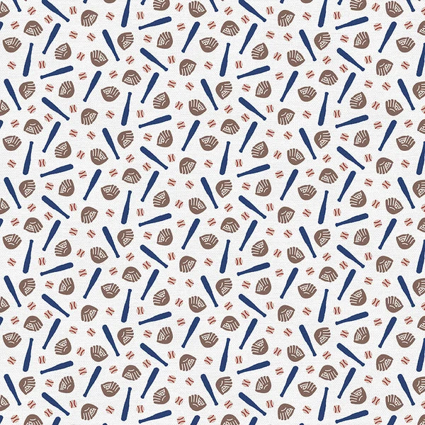 Hey, Batter Batter Bats Gloves White Paintbrush Studio Cotton Fabric PBS-120-25388