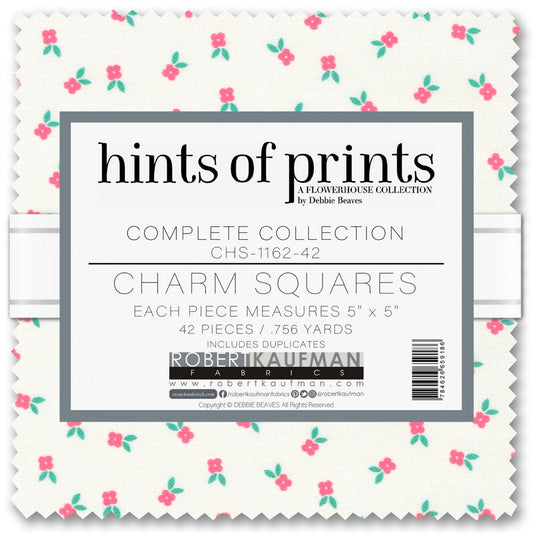 Flowerhouse Hints of Prints 5" Squares Debbie Beaves Robert Kaufman Cotton Fabric RK-CHS-1162-42