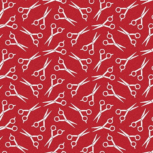Hipster Scissors Red Rodrigo Pontes Blank Quilting Cotton Fabric BQ-3112-88