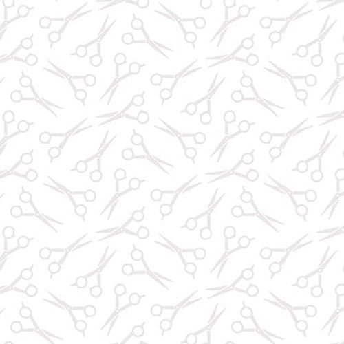Hipster Scissors White Rodrigo Pontes Blank Quilting Cotton Fabric BQ-3112-01W