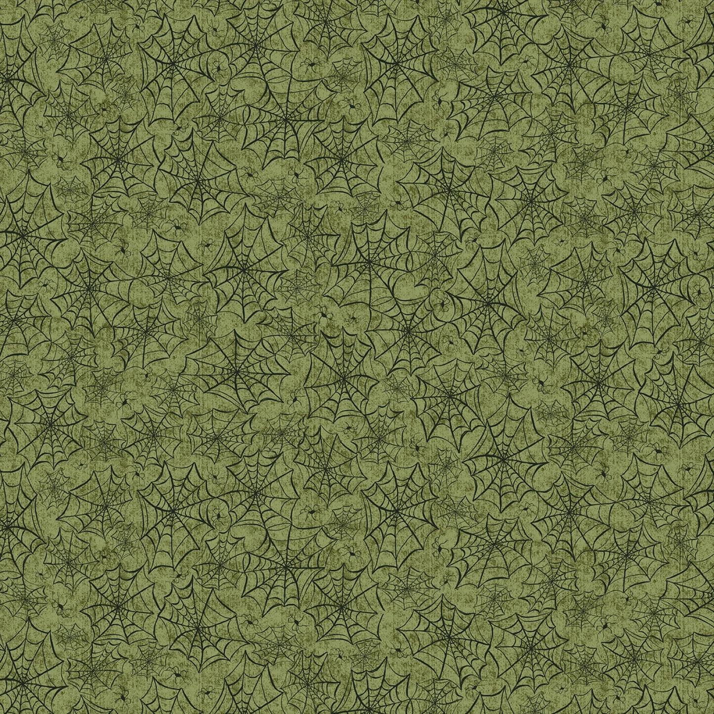 Hocus Pocus Allover Webs Olive Green Deane Beesley P&B Textiles Cotton Fabric PB-HPOC-5831-G