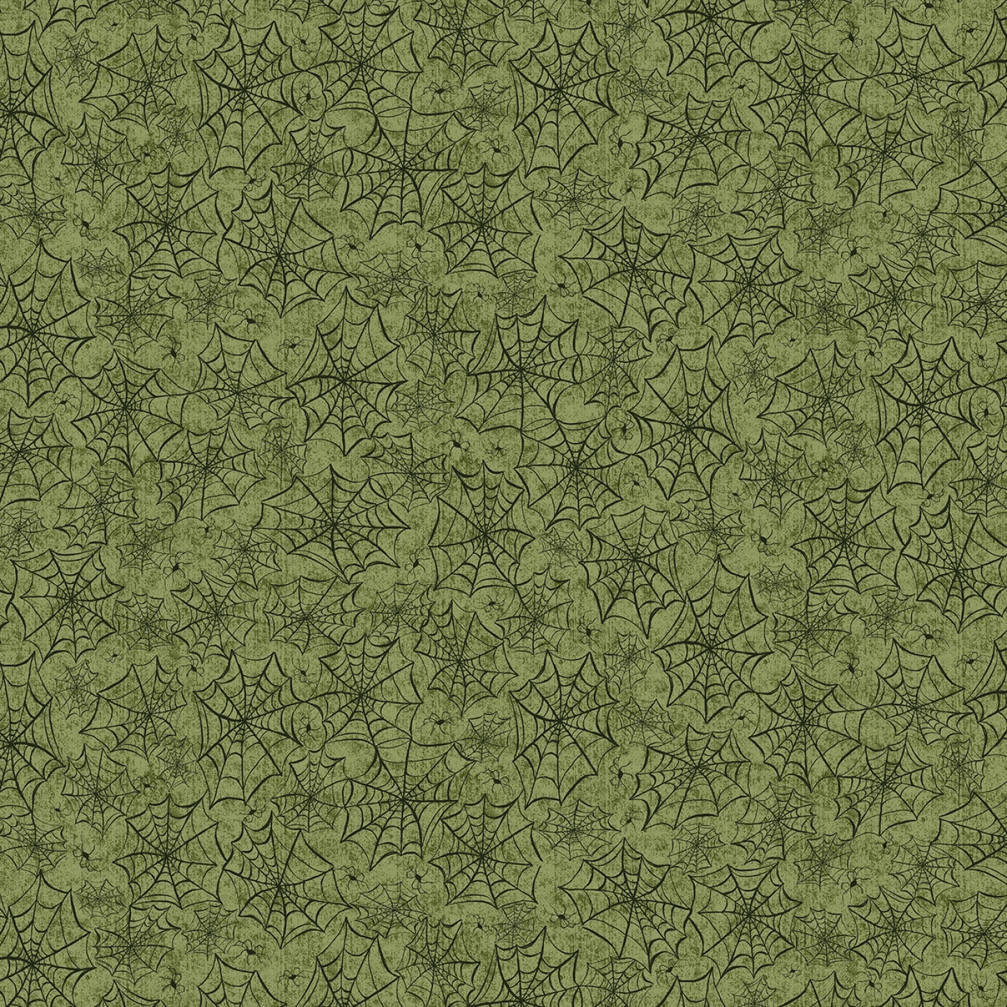Hocus Pocus Allover Webs Olive Green Deane Beesley P&B Textiles Cotton Fabric PB-HPOC-5831-G | US Fabric Shop