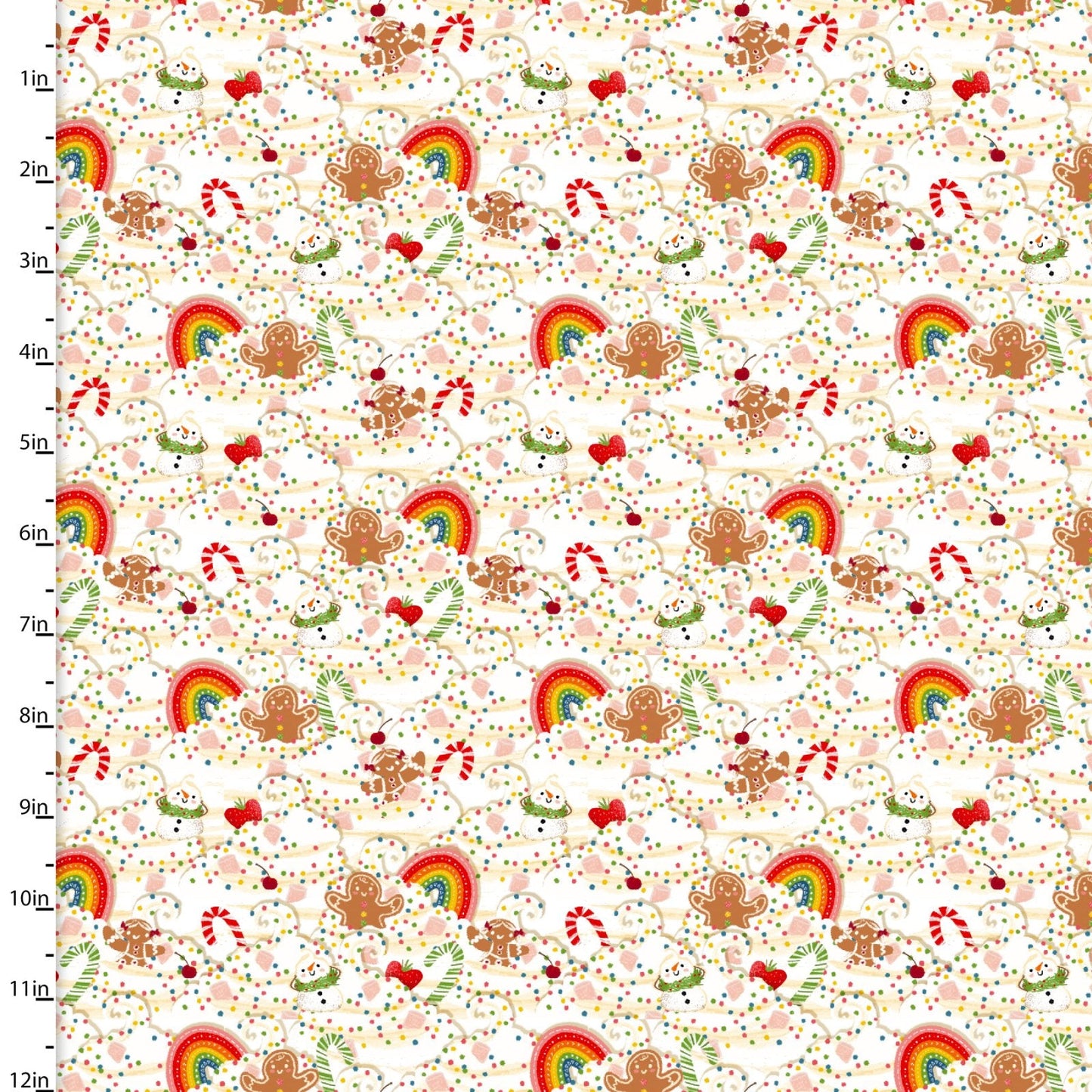 HoliDazzle Festive Candyland Dreams Cream Emiko Rainbow 3 Wishes Cotton Fabric 3W-23775-CRM