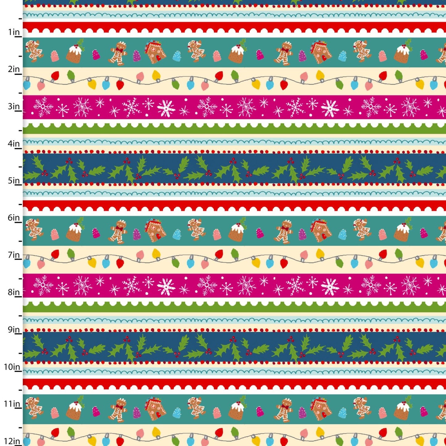 HoliDazzle Festive Christmas Stripe Multi Emiko Rainbow 3 Wishes Cotton Fabric 3W-23774-MLT