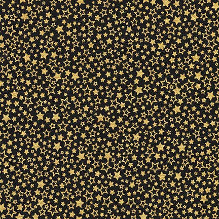 Holiday Charms Allover Stars Black Robert Kaufman Cotton Fabric RK-SRKM-19952-2