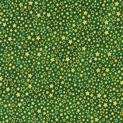 Holiday Charms Allover Stars Green Robert Kaufman Cotton Fabric RK-SRKM-19952-7
