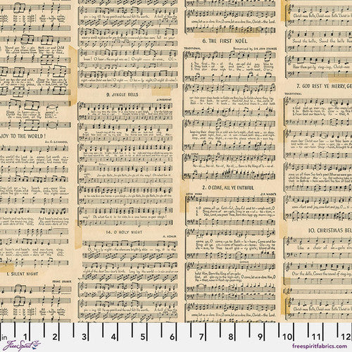 Holiday Past Caroler Neutral Beige Tim Holtz Eclectic Elements Free Spirit Cotton Fabric FS-PWTH196.NEUTRAL