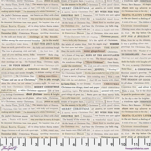 Holiday Past Christmas Clippings Neutral Tim Holtz Eclectic Elements Free Spirit Cotton Fabric FS-PWTH203.NEUTRAL