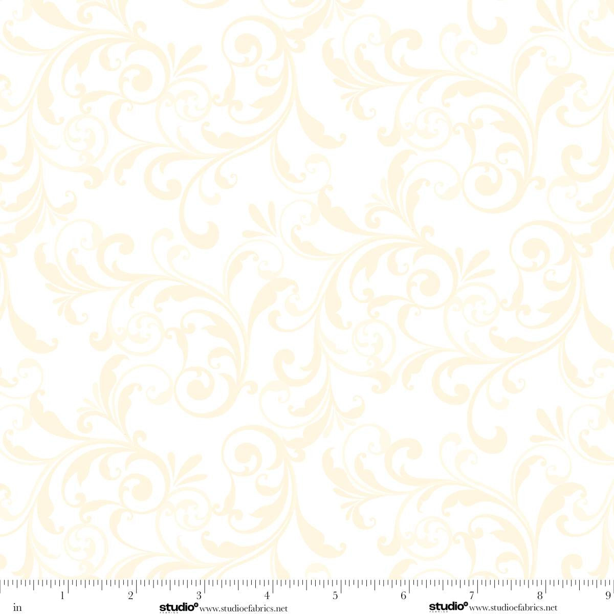 Holiday Feathers and Flourish Scroll Cream Art Loft Studio E Cotton Fabric SE-9266-44