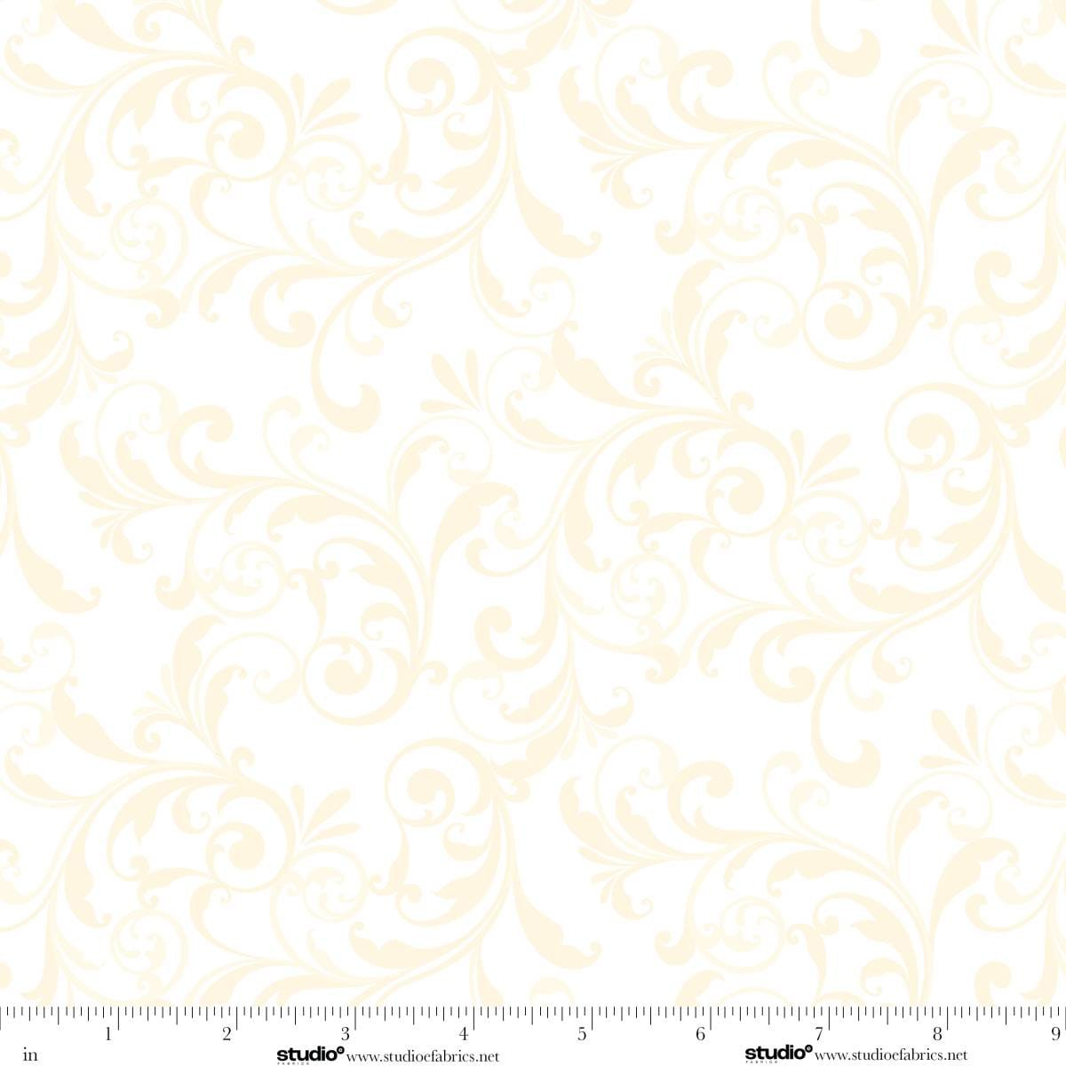Holiday Feathers and Flourish Scroll Cream Art Loft Studio E Cotton Fabric SE-9266-44 | US Fabric Shop