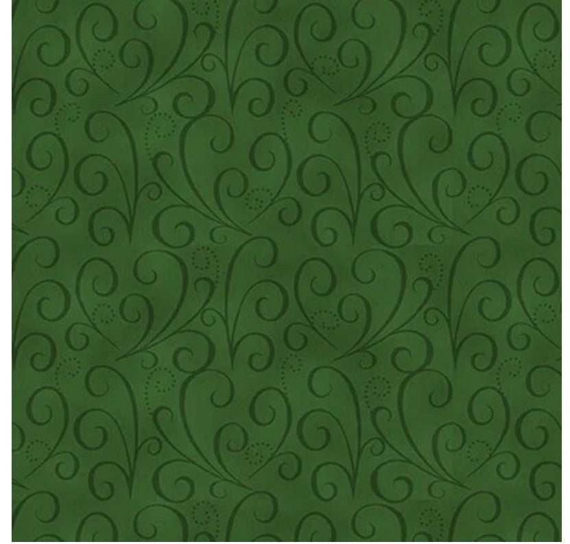 Holiday Heartland Monotone Swirls Green Jan Shade Beach Henry Glass Cotton Fabric