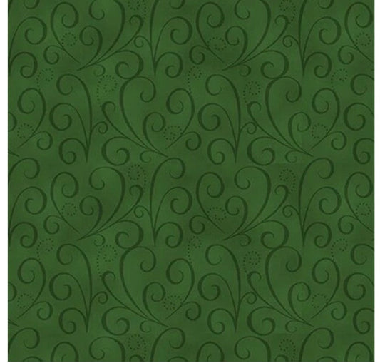 Holiday Heartland Monotone Swirls Green Jan Shade Beach Henry Glass Cotton Fabric