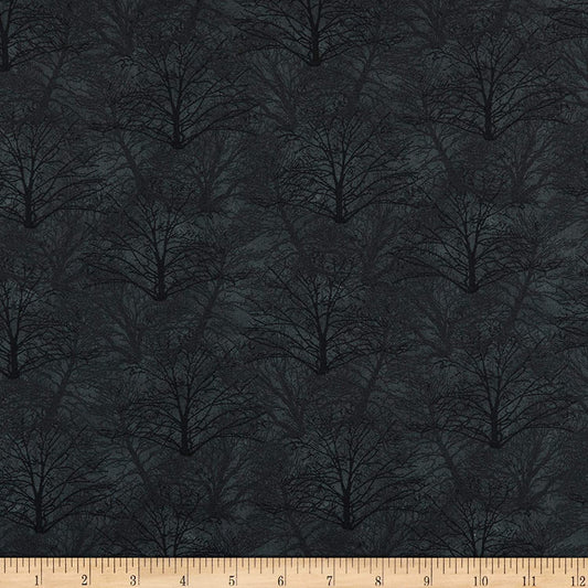 Holiday Heartland Monotone Tonal Trees Dark Gray Jan Shade Beach Henry Glass Cotton Fabric