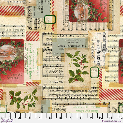 Holiday Past Collage Multi Tim Holtz Eclectic Elements Free Spirit Cotton Fabric FS-PWTH195.MULTI