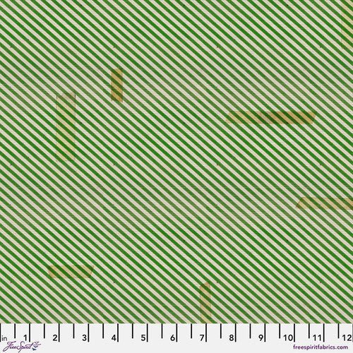 Holiday Past Confections Green Bias Stripe Tim Holtz Eclectic Elements Free Spirit Cotton Fabric FS-PWTH206.GREEN