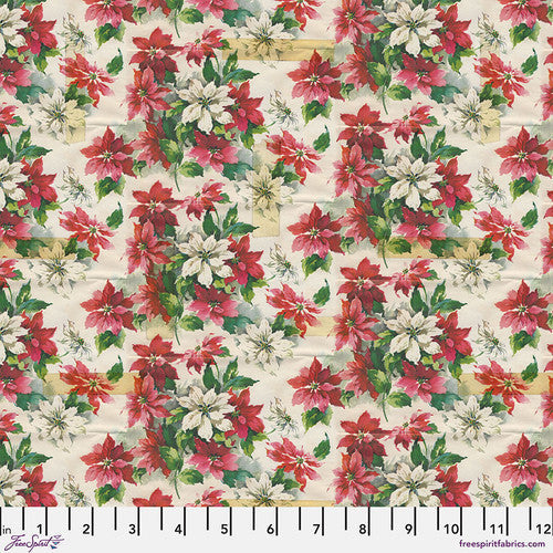 Holiday Past Poinsettia Print Multi Tim Holtz Eclectic Elements Free Spirit Cotton Fabric FS-PWTH201.MULTI